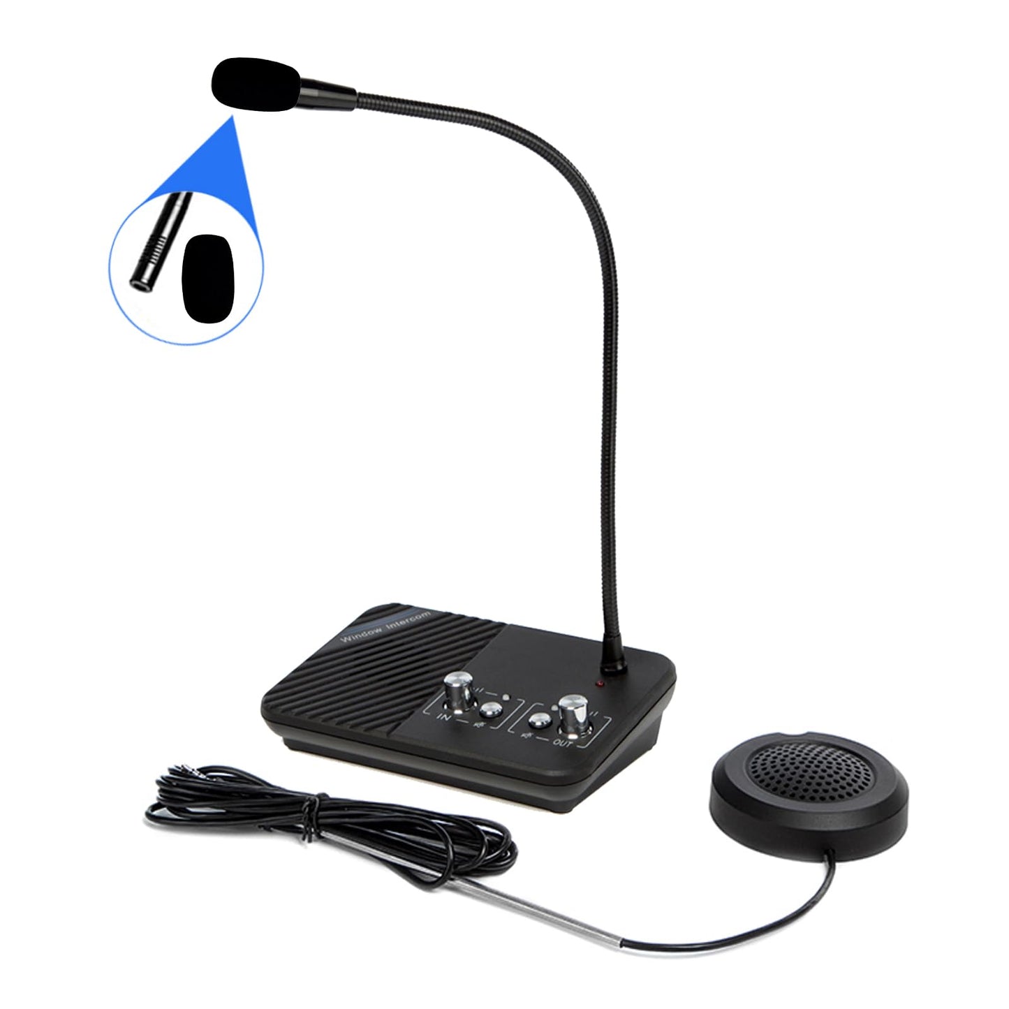 KOQICALL Window Speaker Intercom System, Window Intercom, Anti-Interference Dual Way Intercommunication Microphone and Speaker Interphone Mute