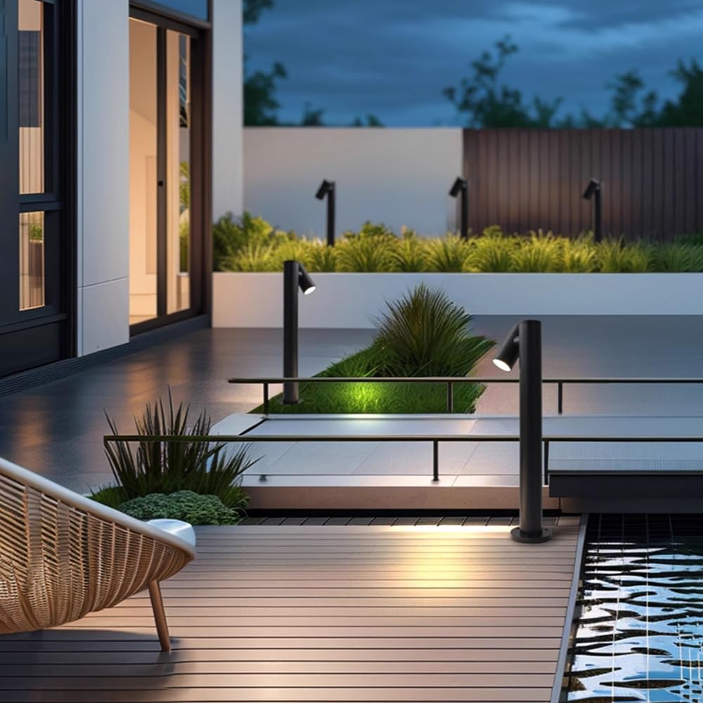 AILICIN Modern Pathway Lights Adjustable Angle Spotlight Post Lights Outdoor Path Lights LED 2700K Warm Light Walkway Lighting Landscape Sideway