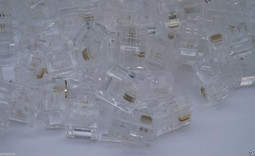 100 Durable 2 Pin RJ11 RJ-11 6P2C Modular Plug Telephone Phone Connector Clear