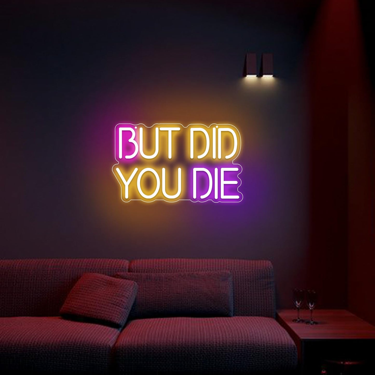 But Did You Die Neon Sign, Dimmable LED Wall Decor Funny Neon Light, USB Powered, Home Aesthetic Decor Man Cave Office Gym