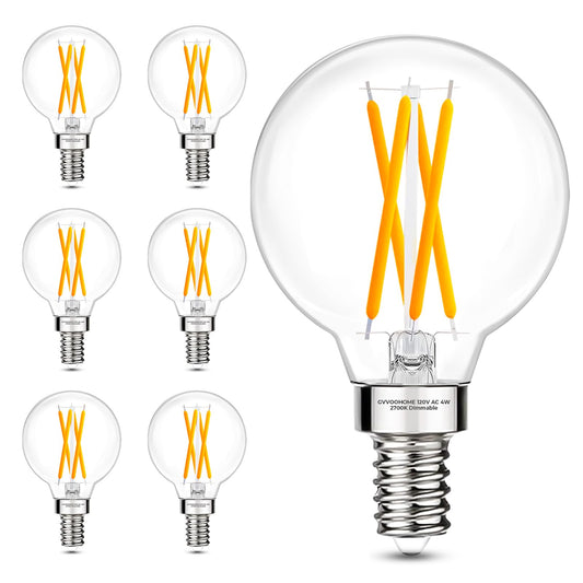 E12 Candelabra Base G16.5 Globe LED Bulb, 2700K Warm White, 40W Equivalent