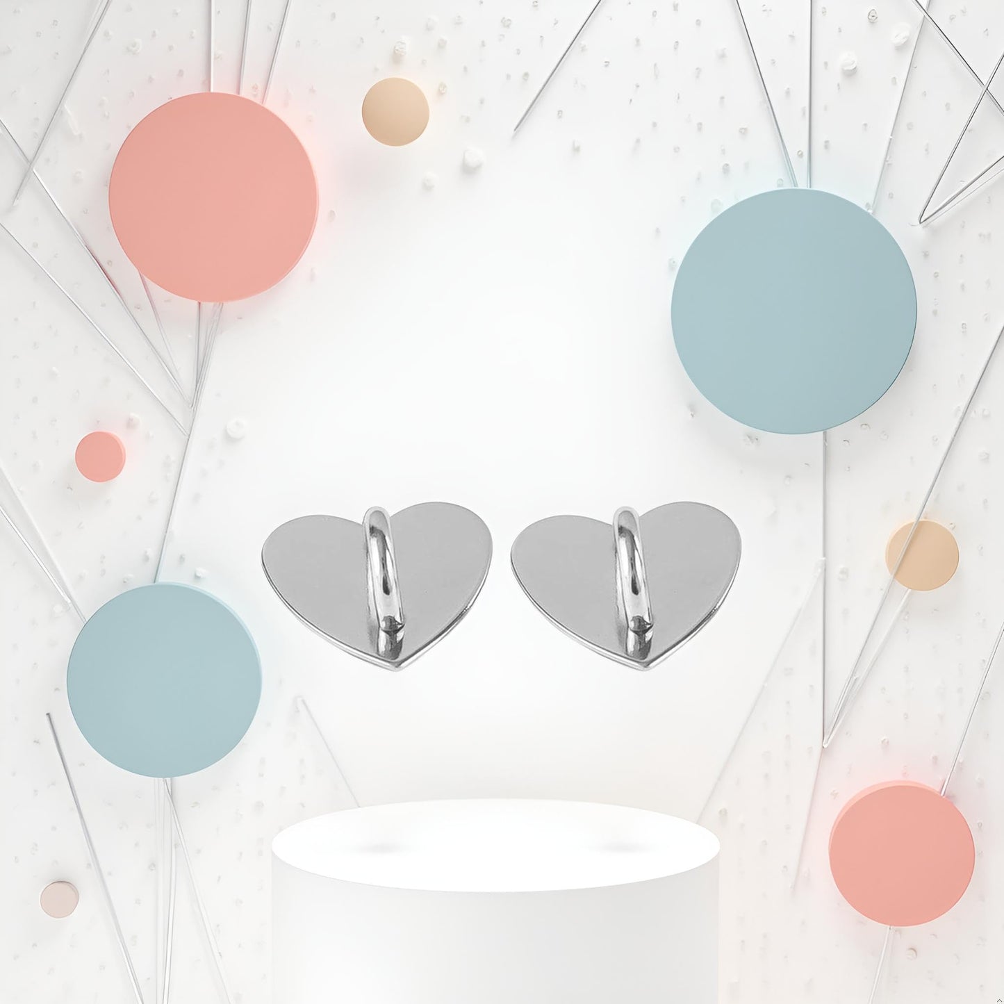 2pcs Silver Heart Phone Adhesive Finger Ring Geometry Metal Phone Holder Charm Hook for DIY Hanging Supplies Phone Keychain Accessories,Stands