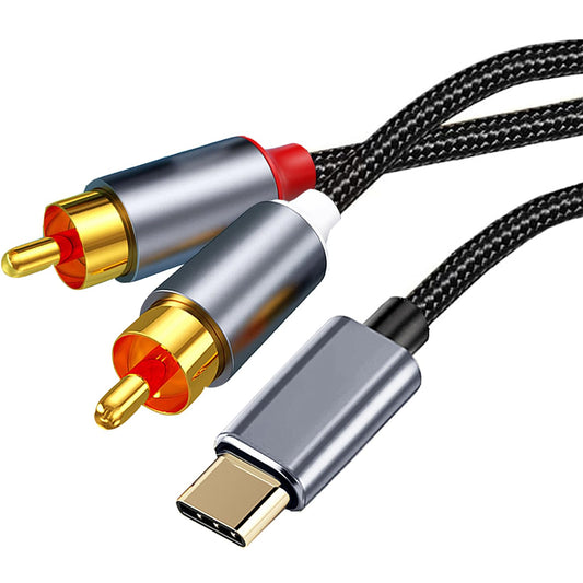 TIEDXIOY USB C to RCA Audio Cable Braided, 2 RCA to USB C Aux Cable for iPad Air/Pro, iPhone 15 to Speaker, Subwoofer Car Stereo, Home Theater