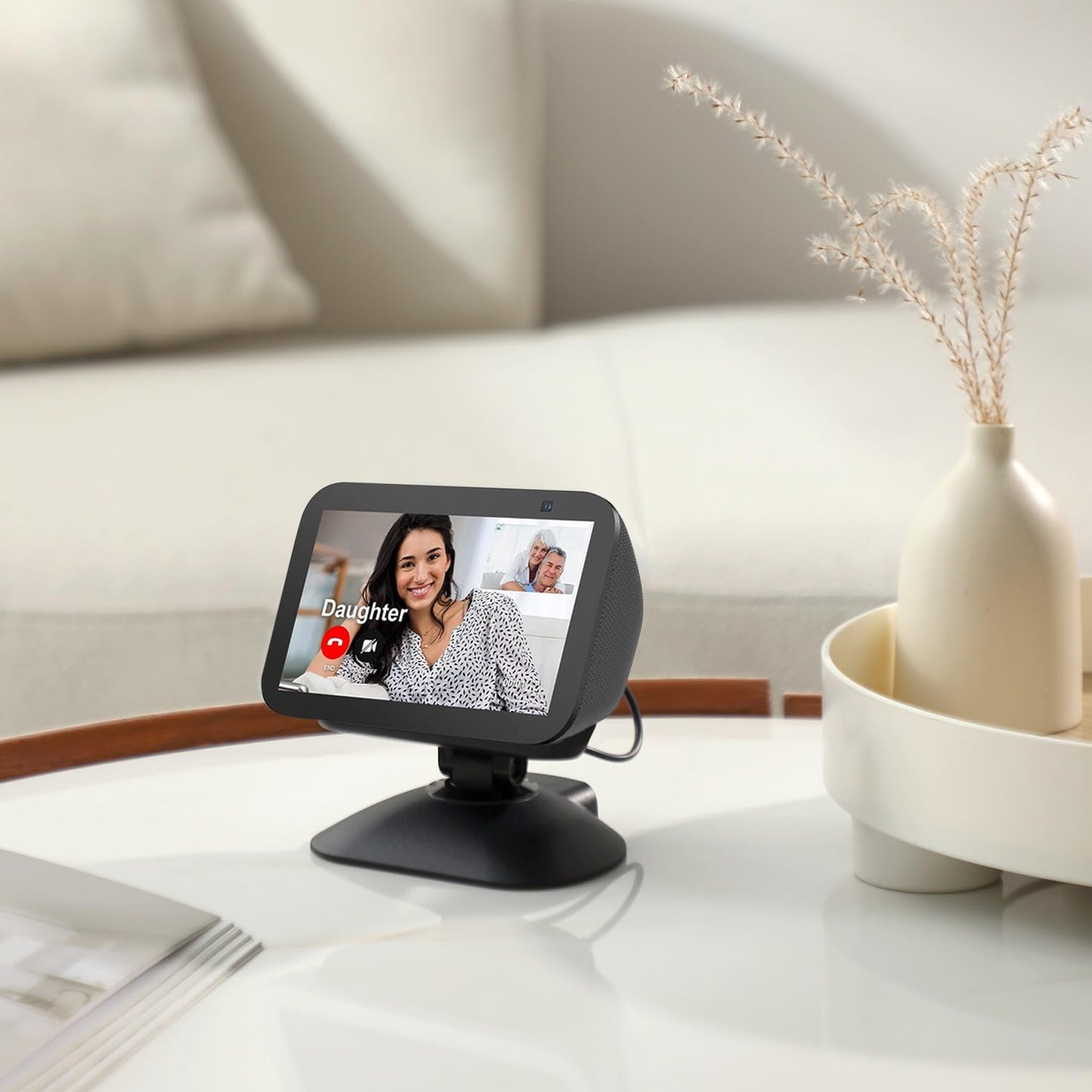 All-New Adjustable Charging Stand for Echo Show 5 (3rd Gen)? Tilt + Swivel Stand Multi Angle Rotation Magnetic Anti-Slip Base for Show 5 Compatible