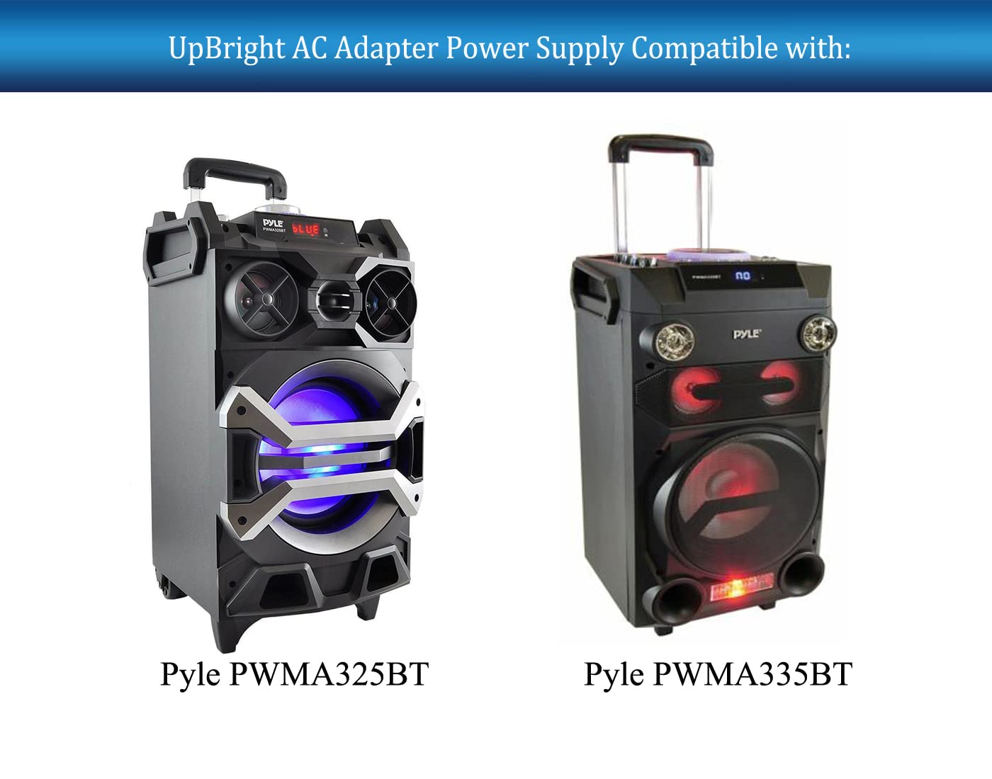 UpBright 12V AC/DC Adapter Compatible with Pyle Pro PWMA325BT PWMA335BT 500 Watt Outdoor Portable BT Connectivity Trolley Karaoke Speaker System DC…