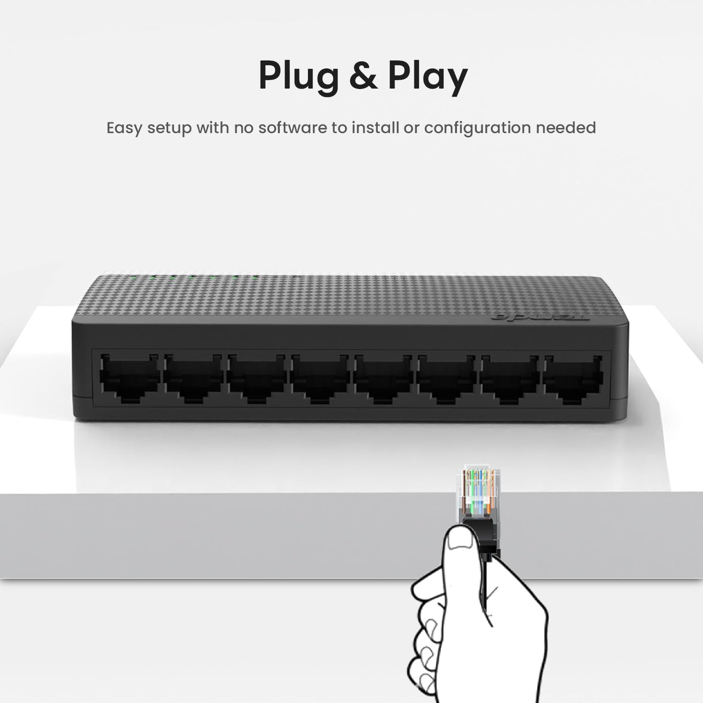 Tenda SG108, 8 Port Gigabit Switch, Unmanaged Home Ethernet Switch, Office Ethernet Splitter, Plug & Play, Plastic Case, Desktop/ Wall-Mount, Fanless