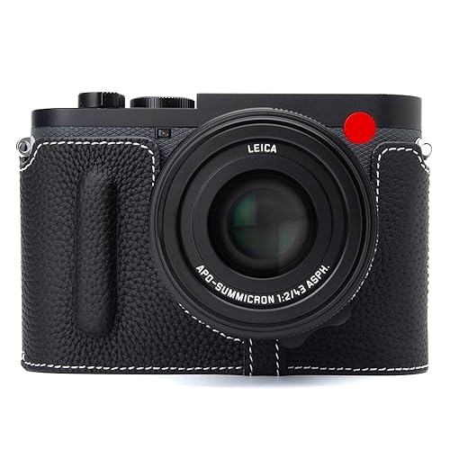 DBZZ Q3 Vintage Genuine Leather Camera Case Handcrafted Half-Wrap Camera Protector Cover Bag For Leica Q3 (Black)