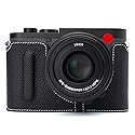 DBZZ Q3 Vintage Genuine Leather Camera Case Handcrafted Half-Wrap Camera Protector Cover Bag For Leica Q3 (Black)