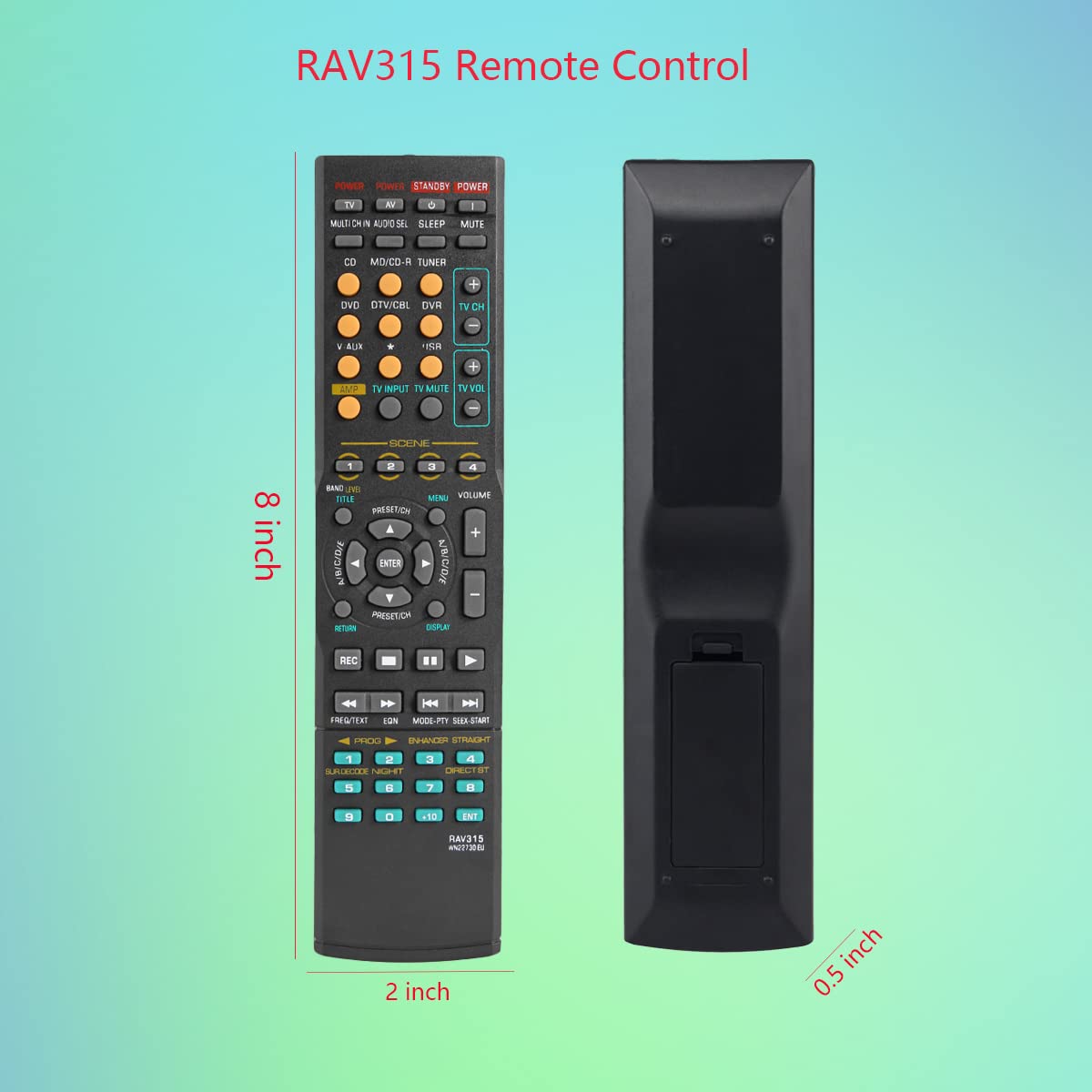 GHUST RAV315 Replacement Remote Control for Yamaha RX-N600 RX-V1200 RX-V1500 RX-V1600 RX-V1800 RX-V2700 RX-V3300 RX-V361 RX-V363 RX-V365 RX-V3800