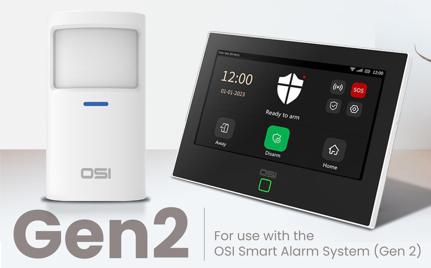 OSI Wireless Motion Sensors (Gen 2) White - Accessory for OSI Smart Alarm System (Gen 2), Wireless, Includes 2 AA Batteries, Pet Immunity, Wide Angle
