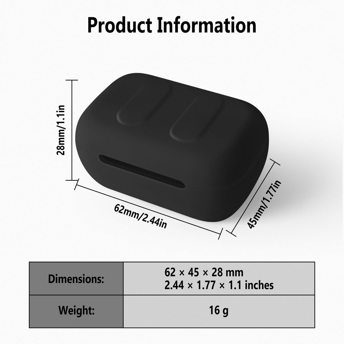 Geiomoo Silicone Case for Skullcandy Dime 3, Protective Cover with Carabiner (Black)
