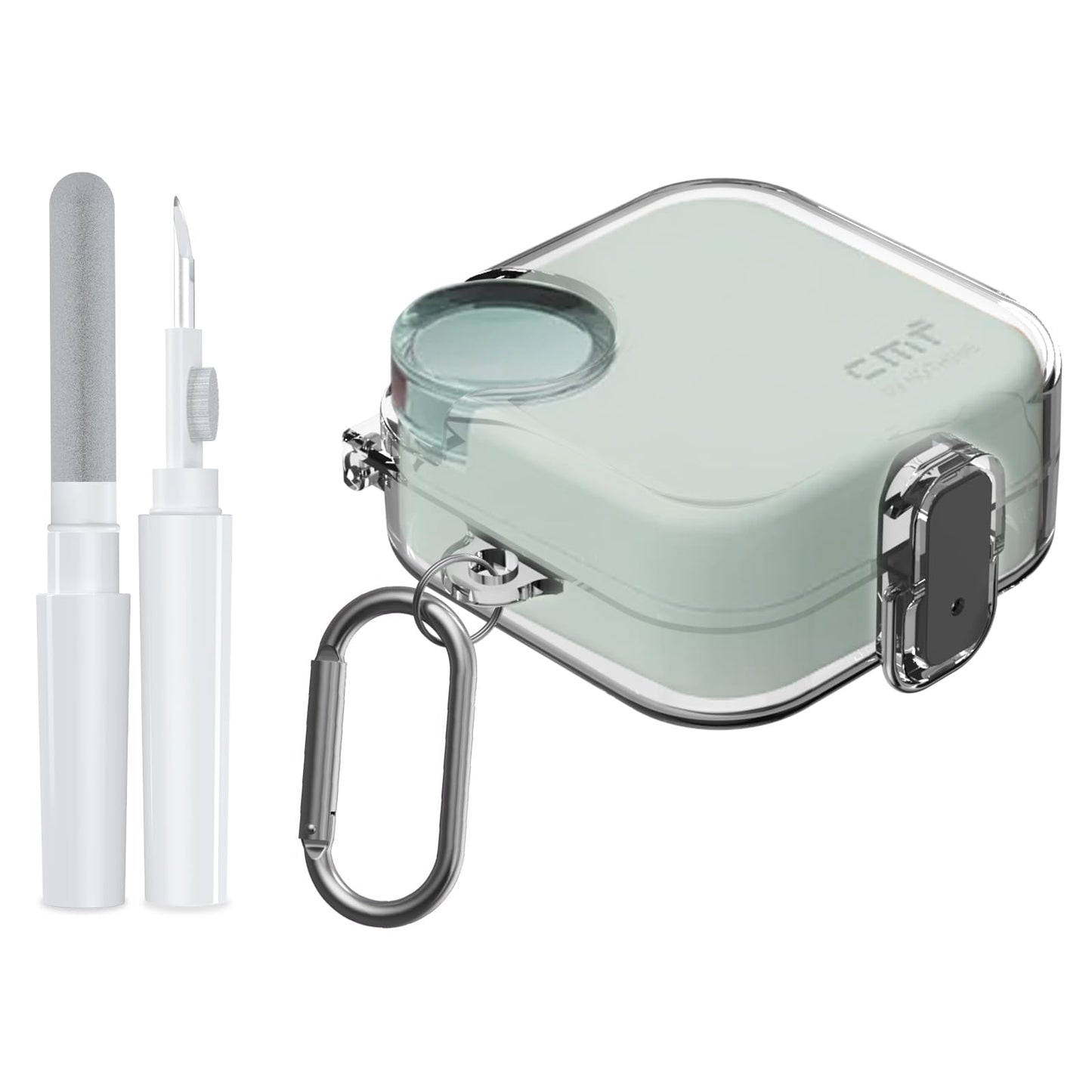 POZCIS for CMF Buds 2 Plus/CMF Buds 2 / CMF Buds Pro 2 Case with Safety Lock, Flexible TPU Clear Protective Case with Cleaner Kit & Carabiner