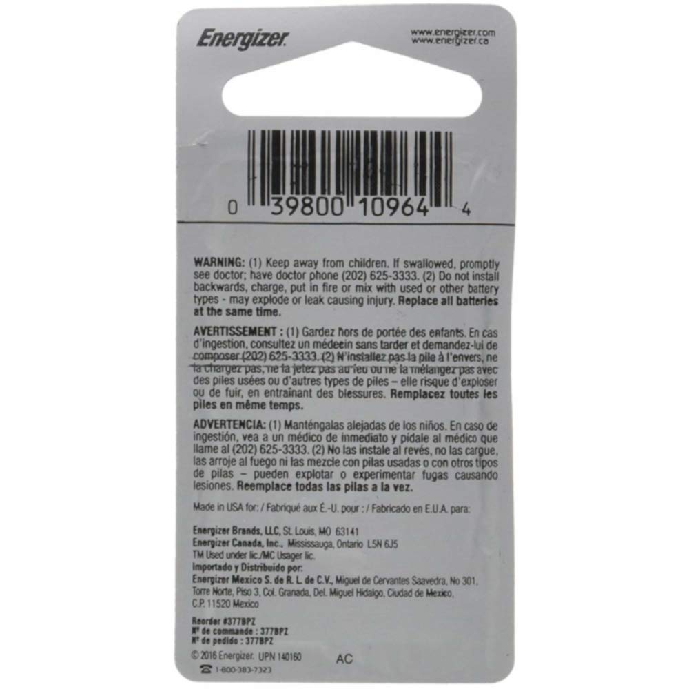 Energizer 377 1.55 Vcc Silver Oxide Battery (Pack of 1)