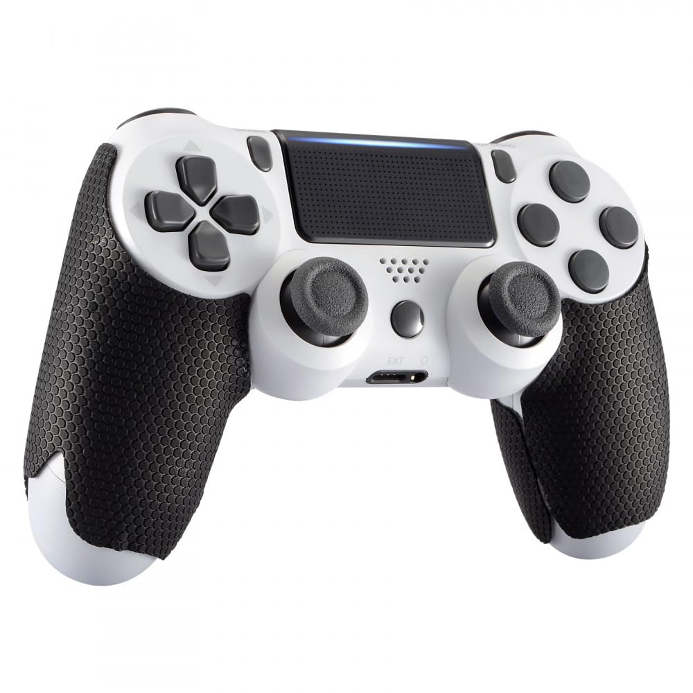 eXtremeRate Black Anti-Skid Sweat-Absorbent Controller Grips for ps4 Controller, Professional Textured Soft Rubber Handle Grips for ps4 Slim Pro