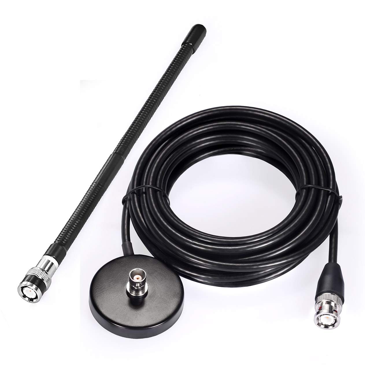 Bingfu 27MHz CB Radio Antenna Soft Whip Magnetic Base BNC & PL259 Male Compatible with Cobra Midland Uniden Maxon President Portable Handheld CB Radio
