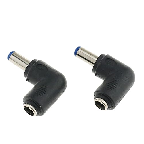 E-outstanding Right Angle Power Jack 2PCS 90 Degree Angle 5.5x2.1mm Female Jack to 5.5x2.1mm Male Plug Adapter DC Barrel Charging Cable Connector