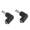 E-outstanding Right Angle Power Jack 2PCS 90 Degree Angle 5.5x2.1mm Female Jack to 5.5x2.1mm Male Plug Adapter DC Barrel Charging Cable Connector