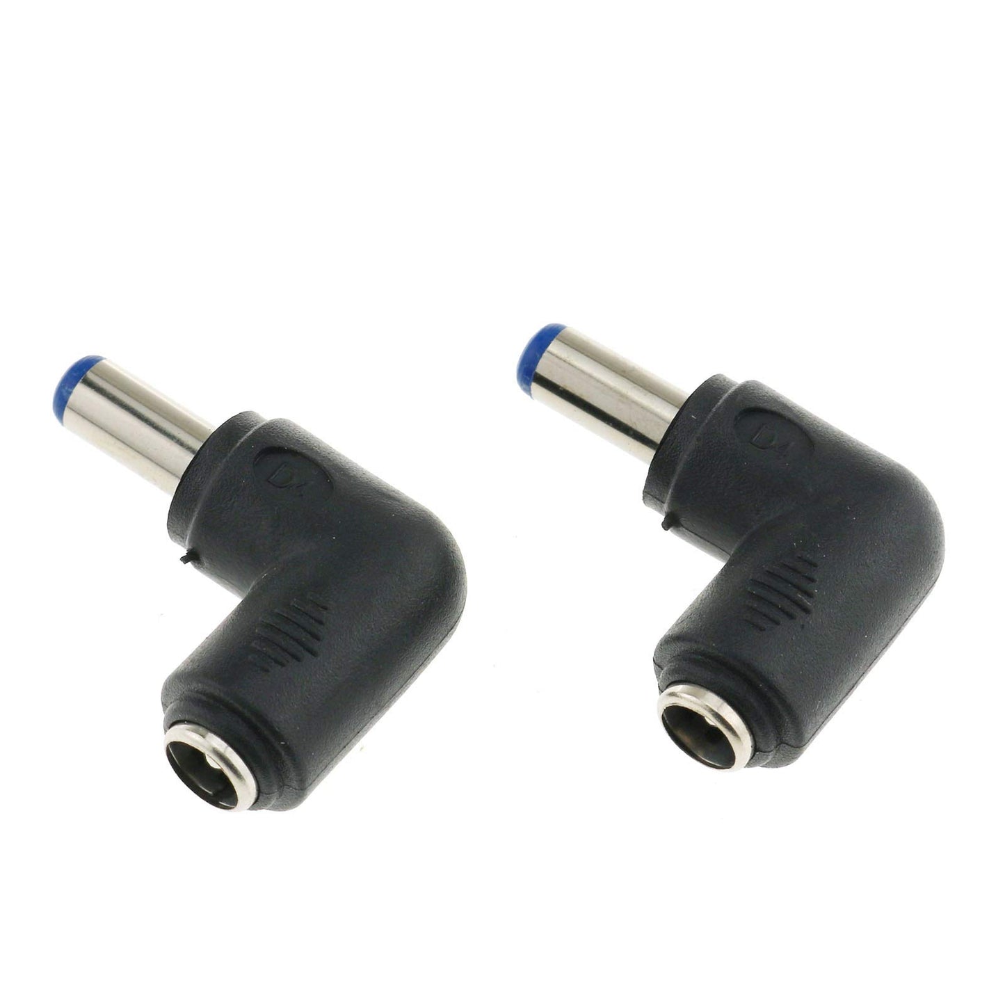 E-outstanding Right Angle Power Jack 2PCS 90 Degree Angle 5.5x2.1mm Female Jack to 5.5x2.1mm Male Plug Adapter DC Barrel Charging Cable Connector