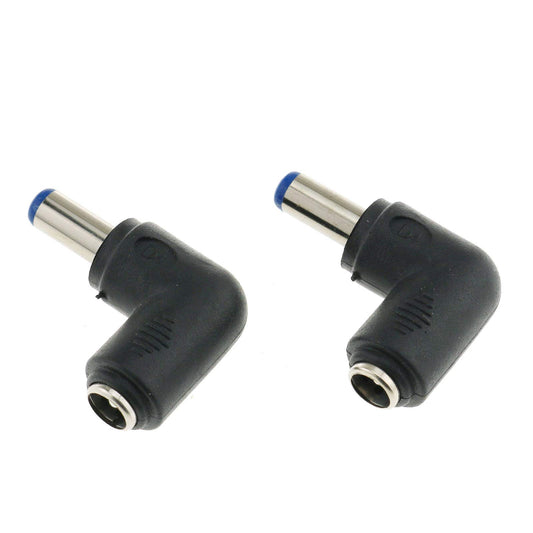 E-outstanding Right Angle Power Jack 2PCS 90 Degree Angle 5.5x2.1mm Female Jack to 5.5x2.1mm Male Plug Adapter DC Barrel Charging Cable Connector