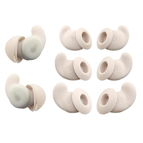 NANLANFAN Replacement Silicone Ear Wings for Soundcore Sleep A20 Earbuds, Anti Slip Ear Tips, 3 Pairs (Beige) (SML)