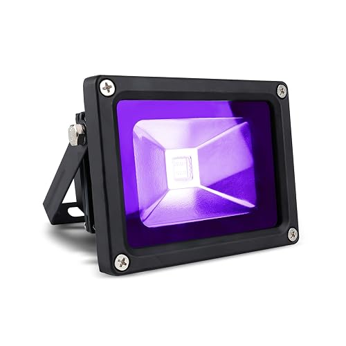 Degruand 10W LED Black Light,Blacklight Flood Light with Plug, IP65 Waterproof,Light Up 10x10FT Area,Wire1.5M/4.92FT, for Glow Party Halloween Bedroom