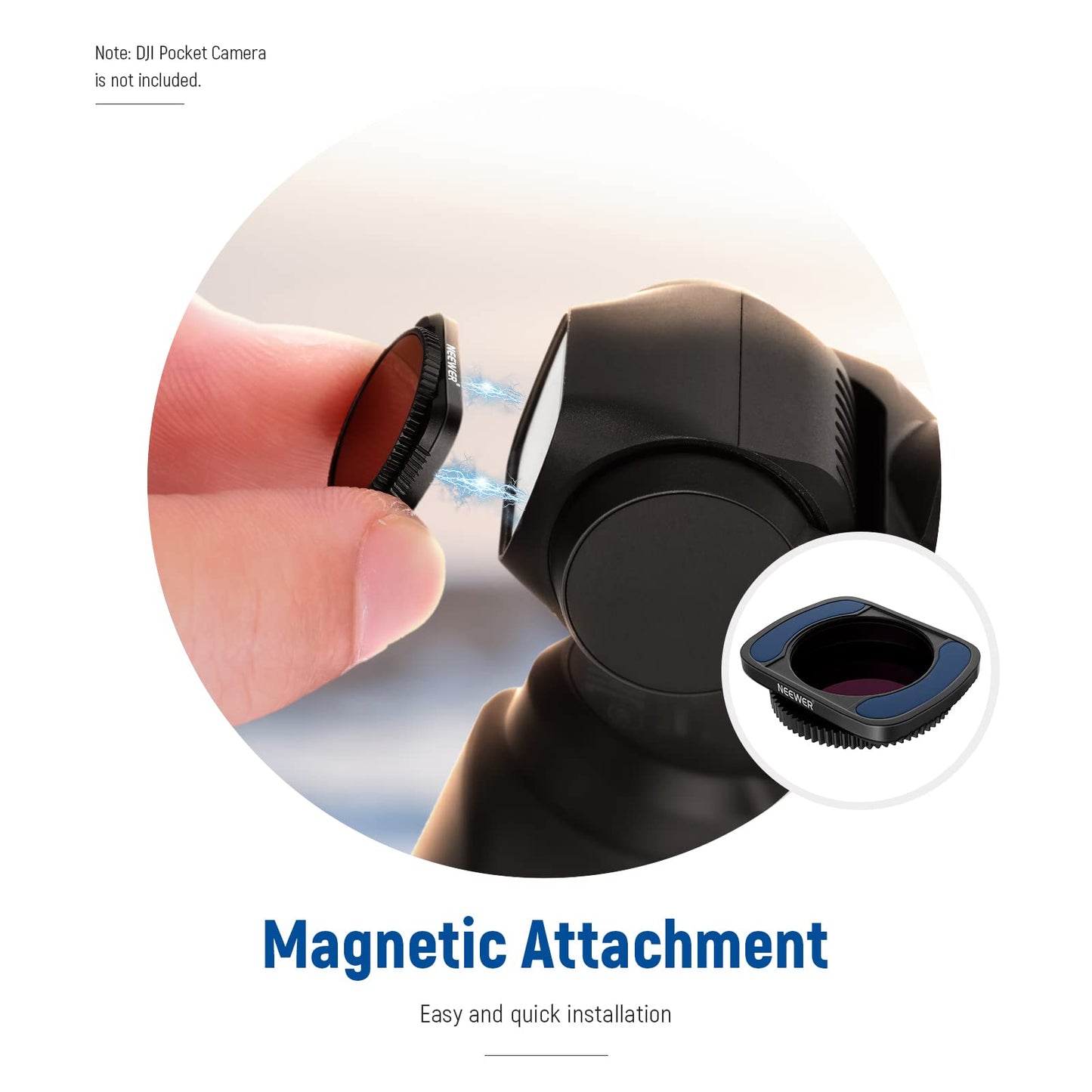Neewer Magnetic ND/PL Filter Kit Compatible with DJI Osmo Pocket 2 / Osmo Pocket 1 Camera-4-Pack, ND8/PL, ND16/PL, ND32/PL, ND64/PL Filter, Made