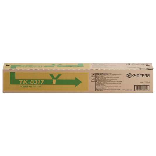 KYOCERA 1T02MVAUS0 Model TK-8317Y Yellow Toner Cartridge for use TASKalfa 2550ci Color Multifunction Printer, Up to 6000 Pages Yield at 5% Average