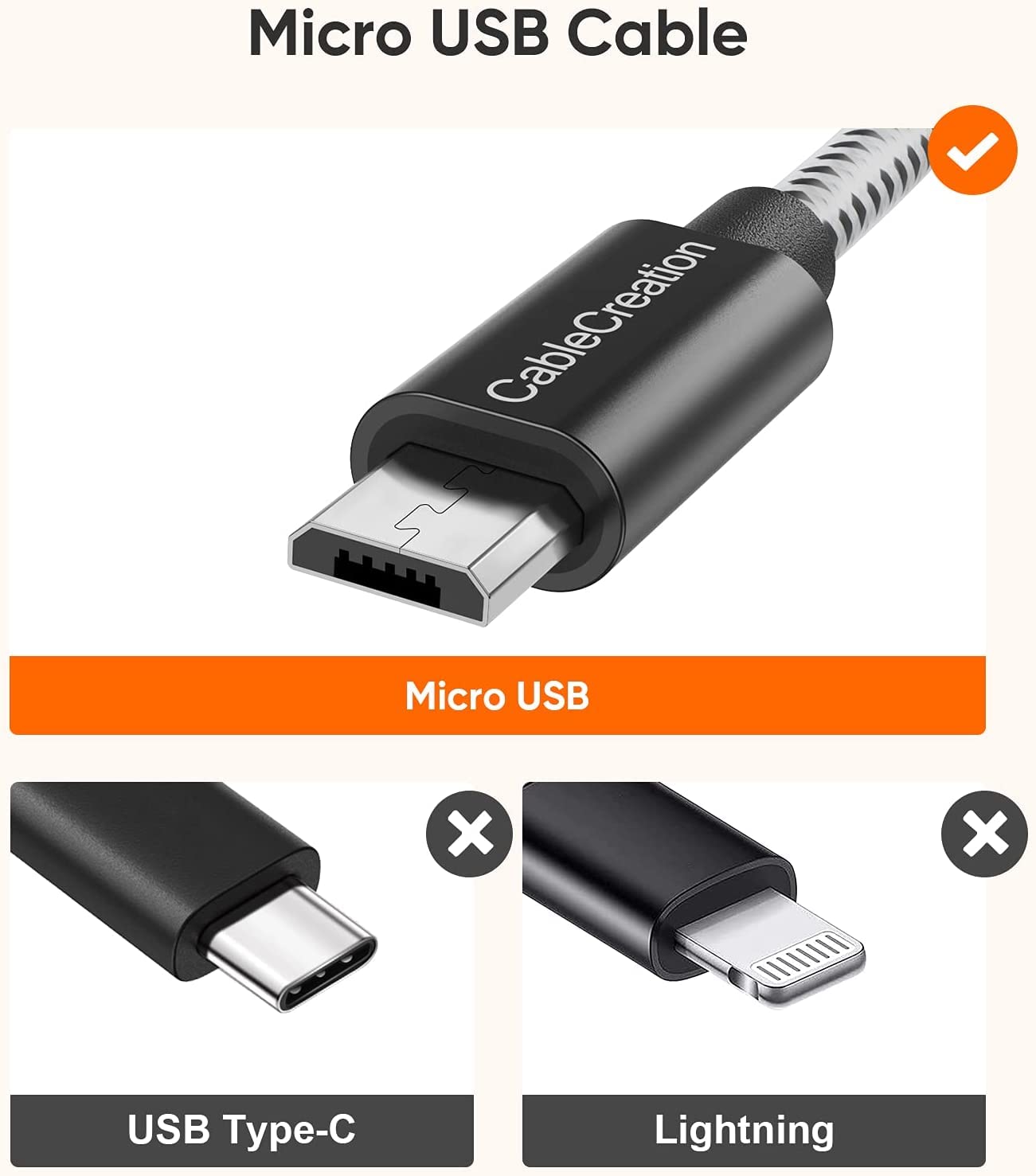 CableCreation Short Micro USB Cable, USB to Micro USB 24 AWG Triple Shielded Fast Charger Cable, Compatible with PS5/PS4, Raspberry Pi Zero