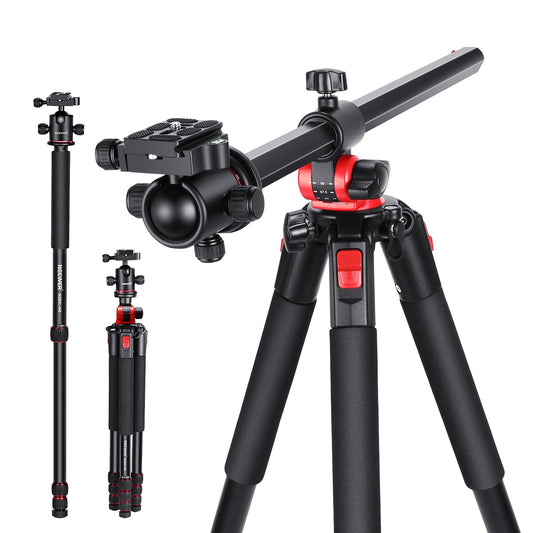 NEEWER 79 inch Camera Tripod Monopod with Center Column and Ball Head Aluminum, Arca Type QR Plate, Bag, Horizontal Tripod Overhead Camera Mount