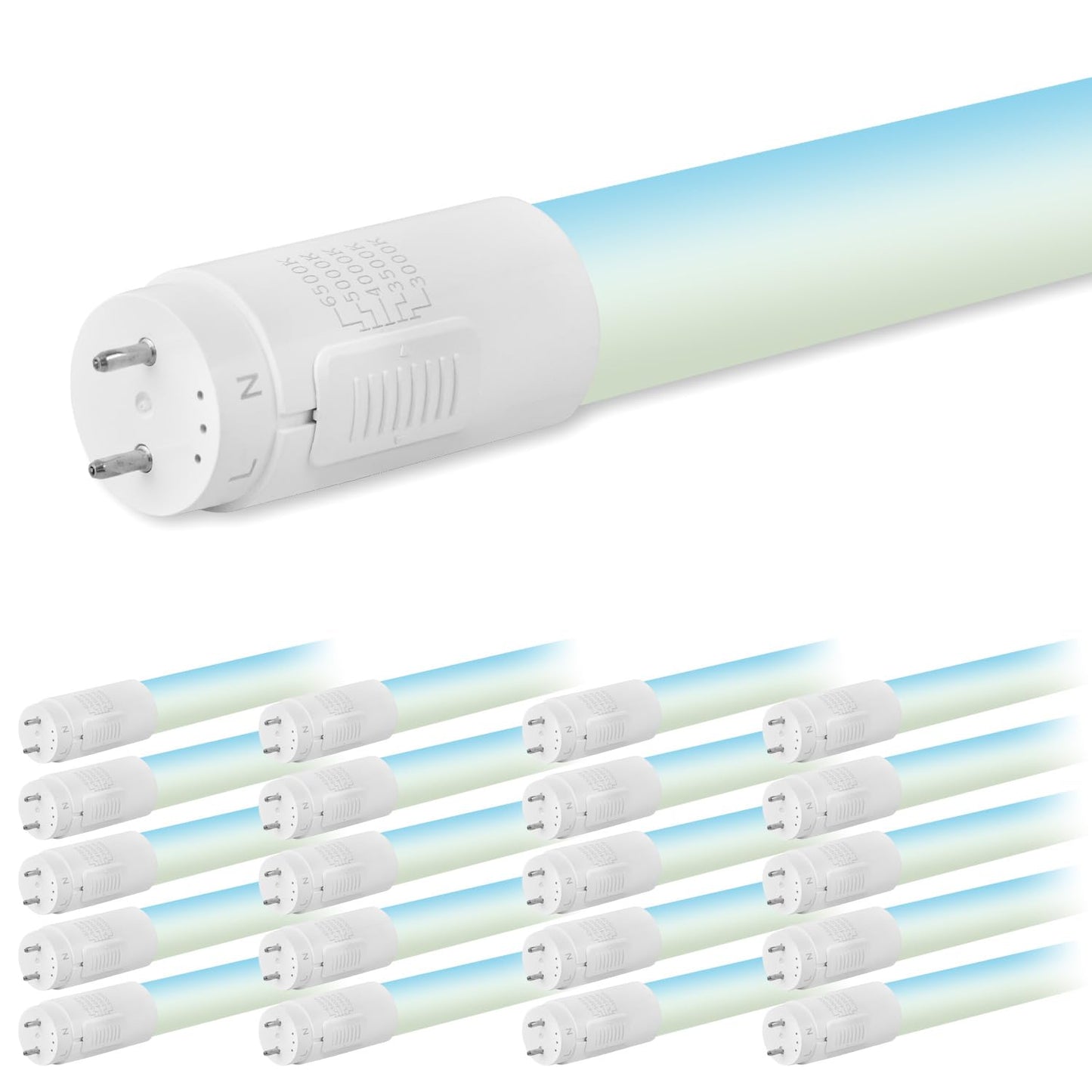 hykolity 20 Pack T8 LED Bulbs 4 Foot, 5CCT 3000-6500K,18W, 2300LM,Type B