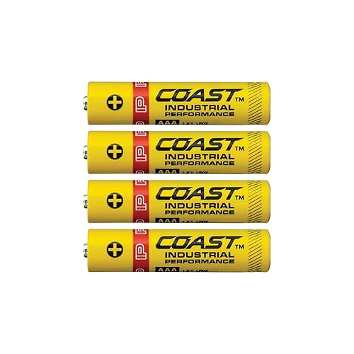 Coast 4 Pack AAA Industrial Performance Alkaline Batteries, High-Performance