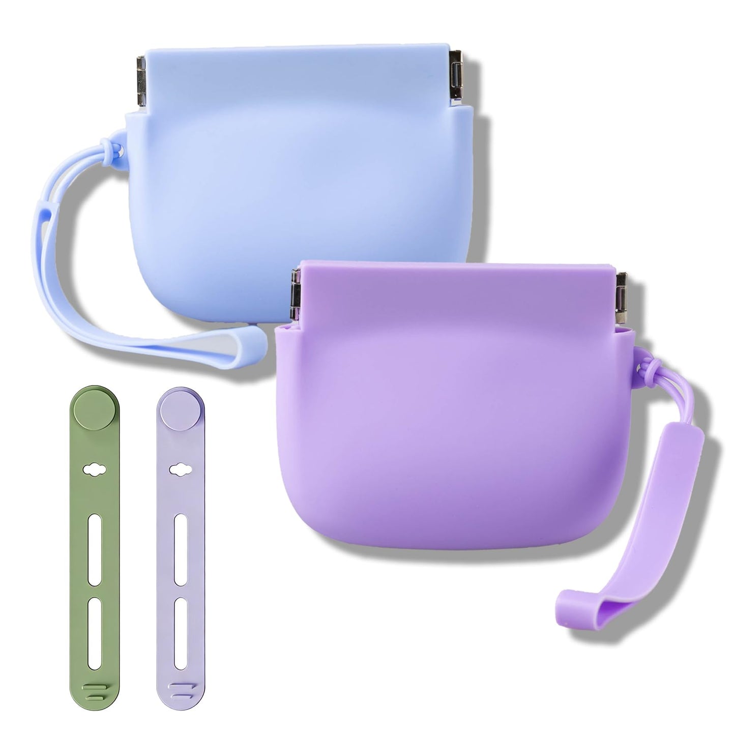 2-Pack Silicone Earbud & Cable Organizer Case with 2 Cord Winders, Pop-Open Storage Box for Headphones, Charging Cords, Small Accessories, Coin Purse
