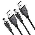 TENINYU USB 2.0 A Male to DC 5.5x2.1mm 5 Volt 24AWG DC Connector Charge Barrel Jack Power Cable Black, 3FT (Max 2.5 Ampere Power Cable, Center PIN