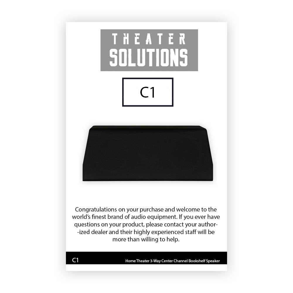 Theater Solutions C1 Bookshelf Center Channel Speaker Surround Sound Home Theater, Black