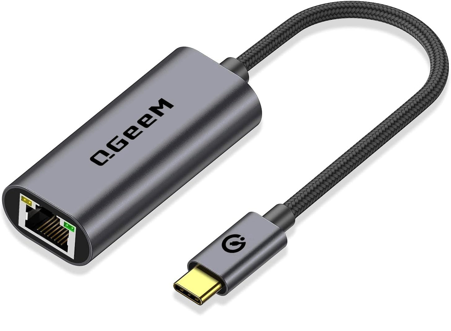 USB C to Ethernet Adapter, QGeeM Gigabit Ethernet to USB Type C, Thunderbolt 3/4 to RJ45 LAN Network Adapter Compatible for iPhone 15 Pro/max, MacBook