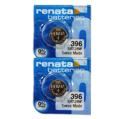 Renata 396 SR726W Batteries - 1.55V Silver Oxide 396 Watch Battery (2 Count)