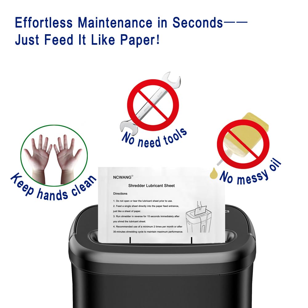 48PACK Paper Shredder Lubricant Sheets with Shredder Oil for Shredder lubricating and Clean, Sharpens Shredder Blades and Reduce dust