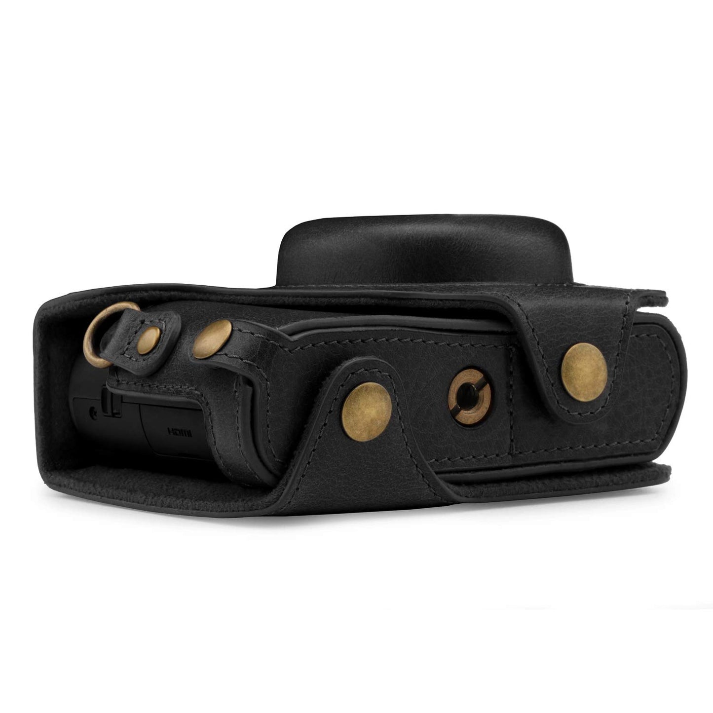 Megagear MG1435 Panasonic Lumix DC-ZS200, TZ200 Ever Ready Genuine Leather Camera Case and Strap, Black