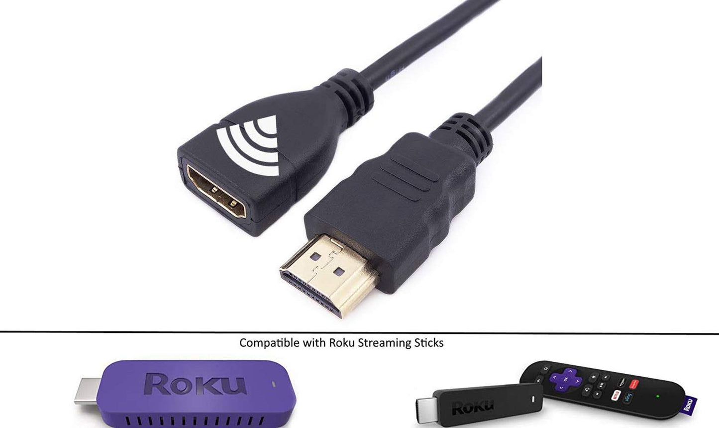 PDEEY HDMI Extender Replacement for Roku/TV Stick 4K Max/Lite, Google Chromecast, Switch, Xbox One, PS4, PS3, HDMI Male to Female Cable 5 ft