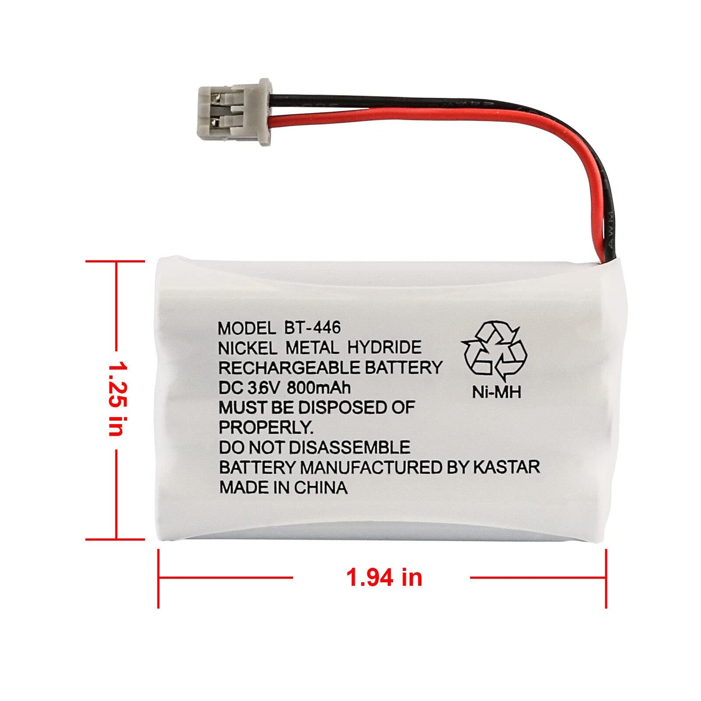 Kastar 4-Pack Battery Ni-MH 3.6V 800mAh Replacement for Uniden TRU9488-3 TRU9565 TRU9565-2 TRU9585 TRU9585-2 TRU9585-3 TRU9585-3AWX TRU9585-4
