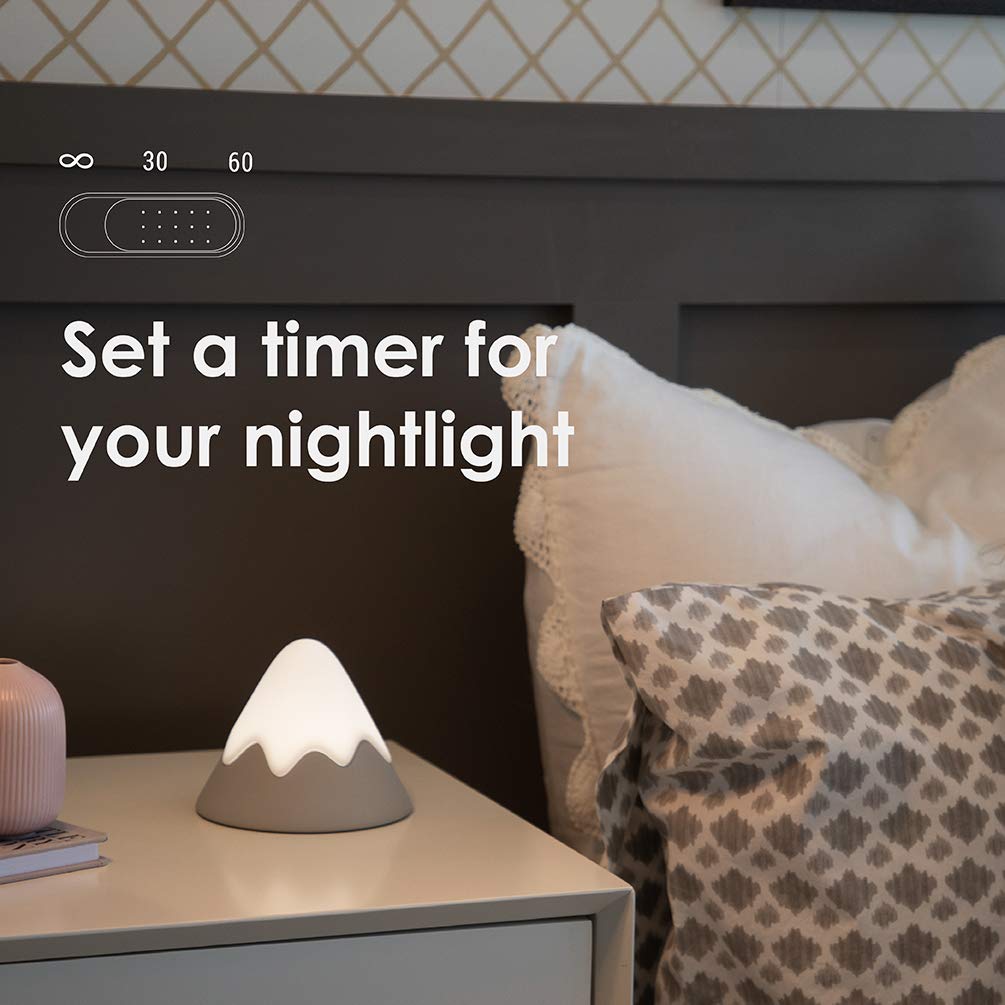 DesignNest Snow Mountain Night Light - Modern Home Decor & Nursery Lamp - Dimmable Soft Silicone, Tap Control, Rechargeable Portable Bedside Light