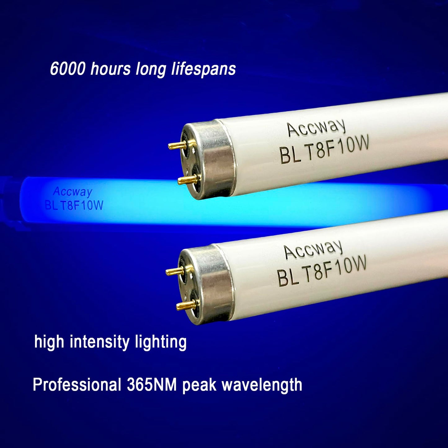Accway 13'' BL T8 F10W Replacement Bulbs for Liba, Aspectek Black Blue Lighting Tube,10Watt Linear F10T8/BL Fluorescent Lamps for 20W Electric Machine