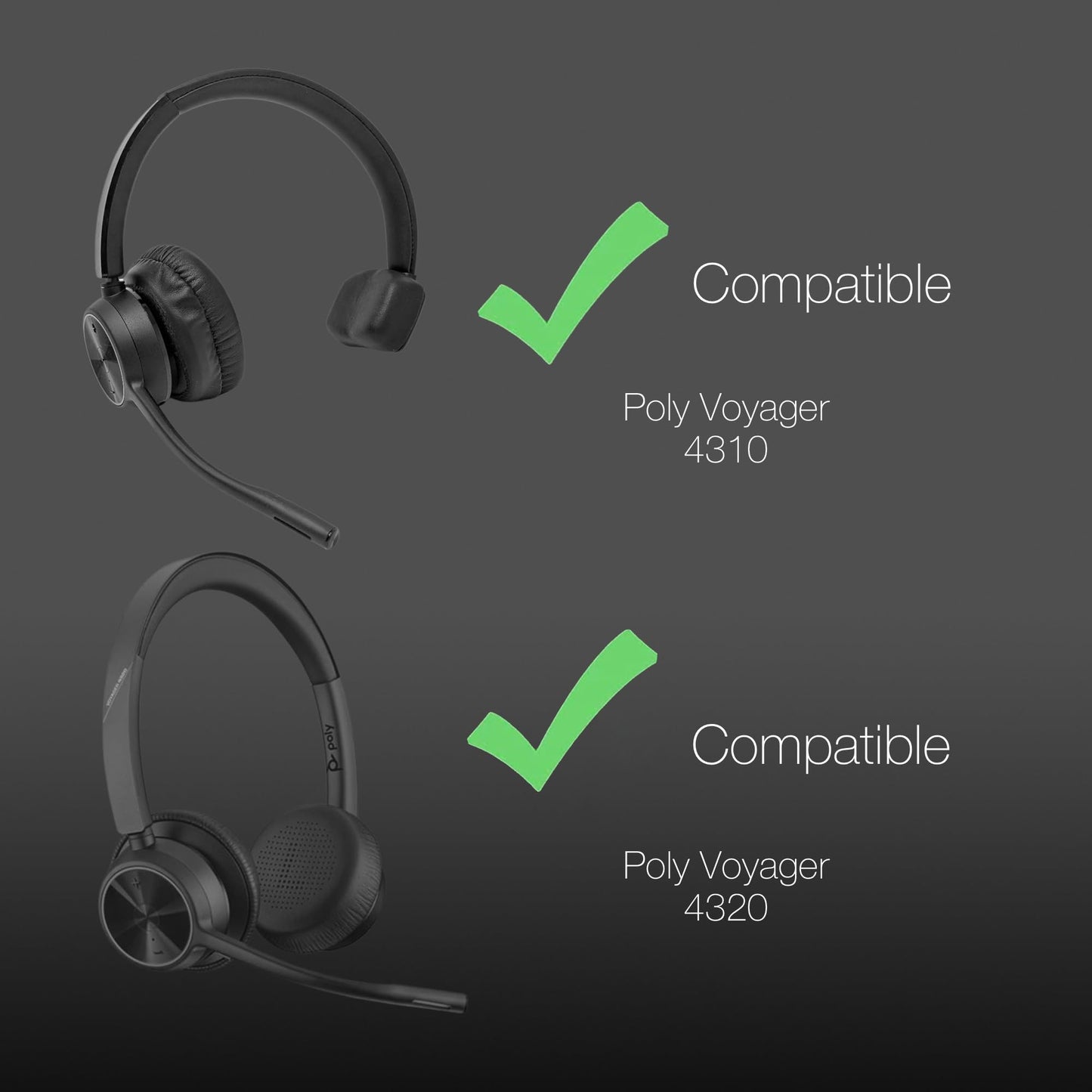 Cushion Replacement Kit for Blue Parrot B550-XT, Poly Voyager Focus 2, Voyager 4300 - Oversized Cushions Enhances Everyday Comfort of Your Bluetooth