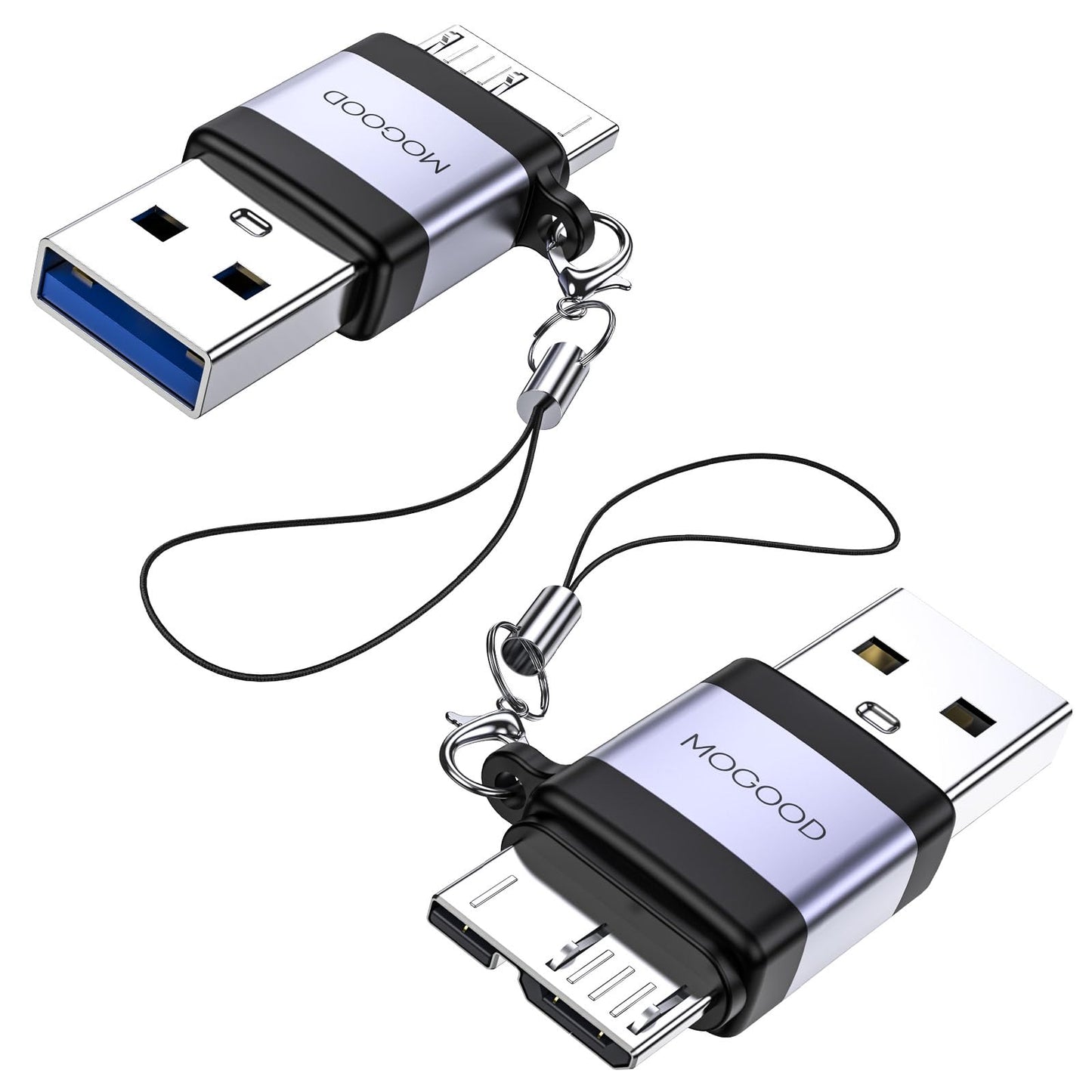 MOGOOD USB to Micro B Adapter, Micro B to USB Male Adaptor, USB3.0 to Micro B Data Charging Adapter Short Converter Adaptor for Computers, Laptops…