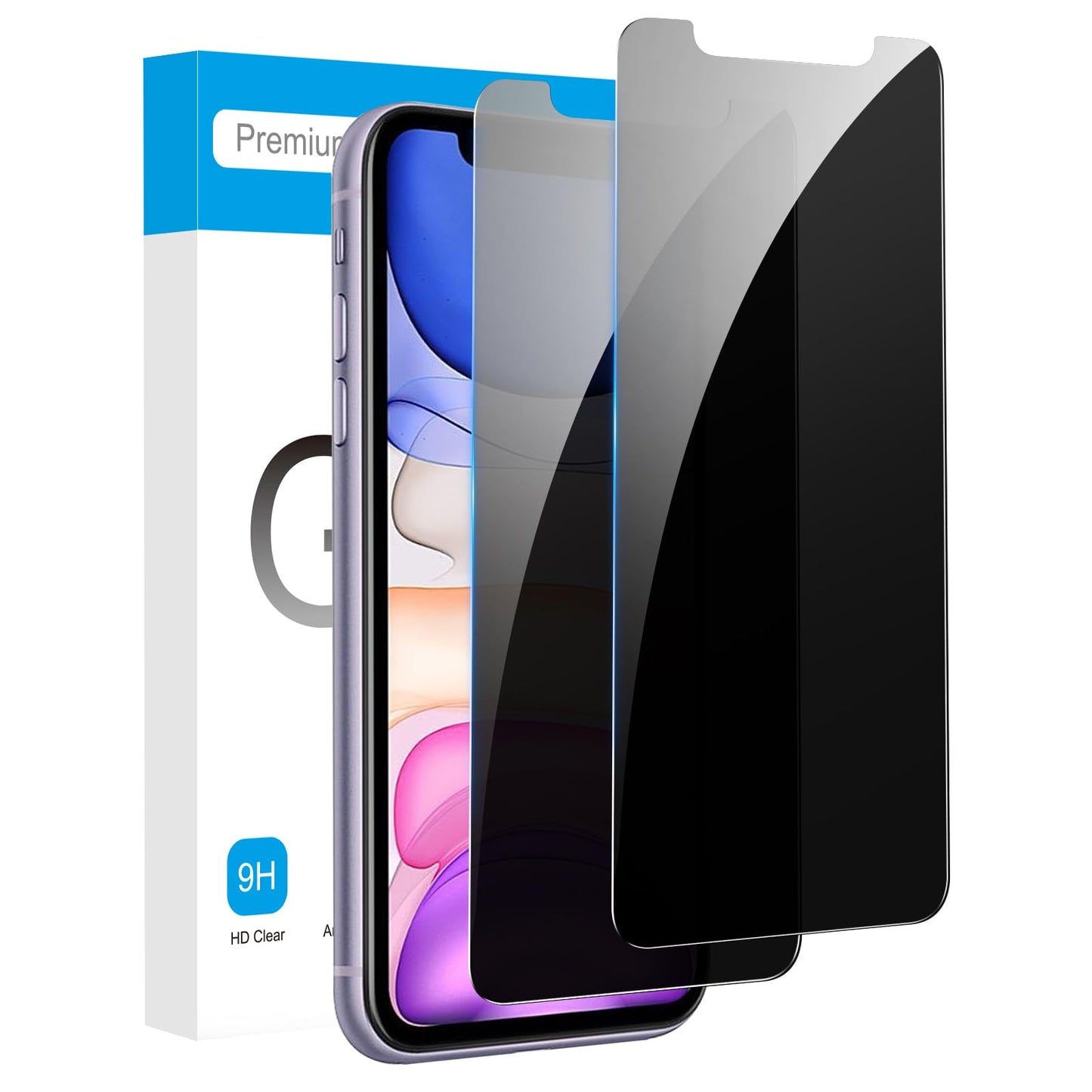 Fotbor Privacy Tempered Glass Film for iPhone XR/iPhone 11, [2 Pack] 6.1 Inch Screen Protector