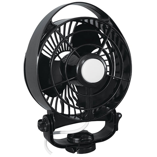 Caframo Maestro. Mounted Fan with Light. Low Draw, Ultra Quiet. Black, 6.5” x 3.0” x 8.5”