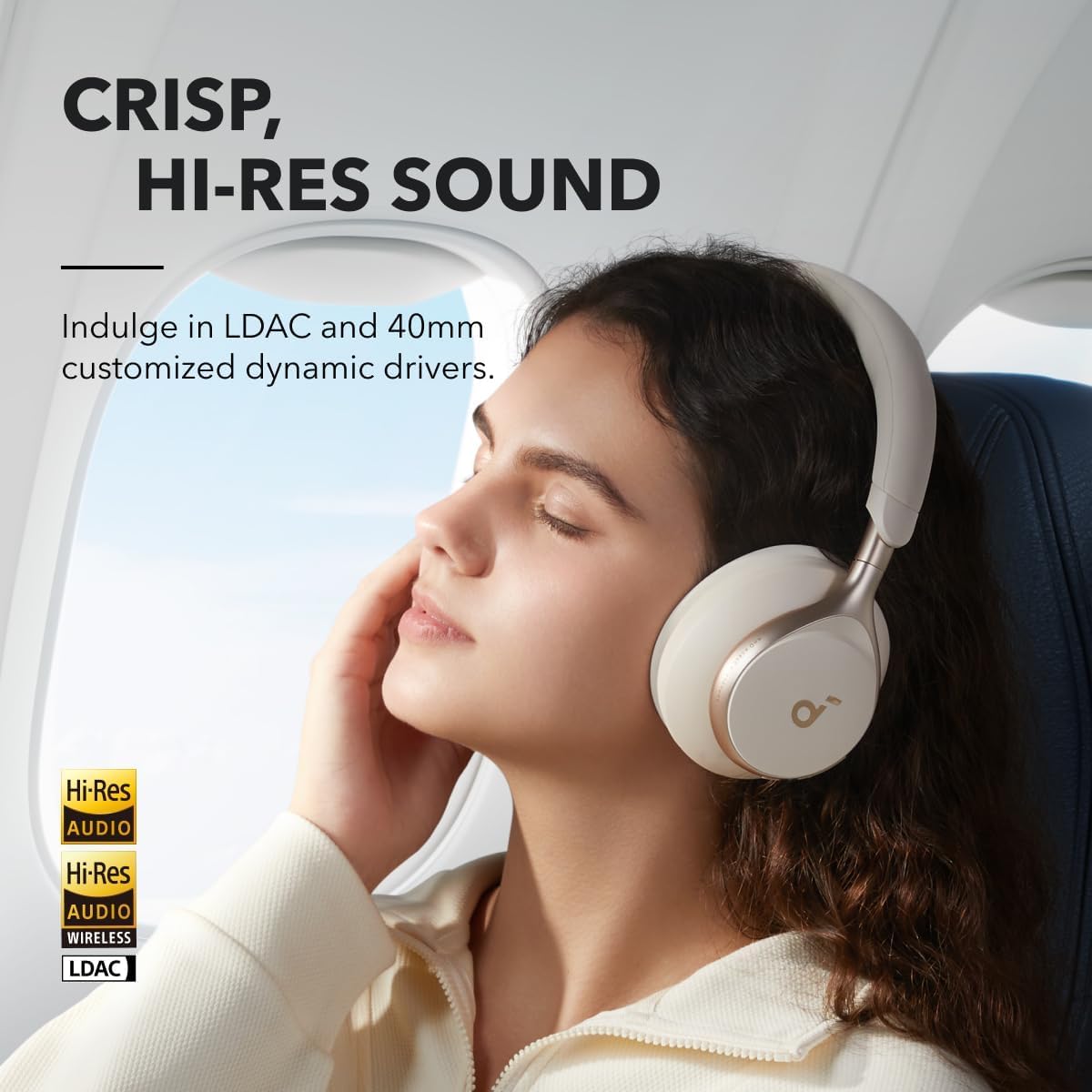 Soundcore Anker Space One ANC Over-Ear Headphones, White, Renewed