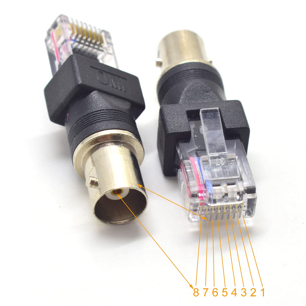 N//C 2pcs BNC Female to RJ45 Male Adapter Coaxial Barrel Coupler Connector
