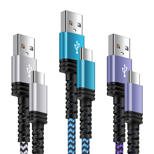 S23 USB Type C Cable Fast Charging Android Phone C Charger Cord [3 Pack,6ft] for Samsung Galaxy S23 Ultra/S23+/S22/S21/S20,Z Flip7 4,S24/S24 Ultra/S25