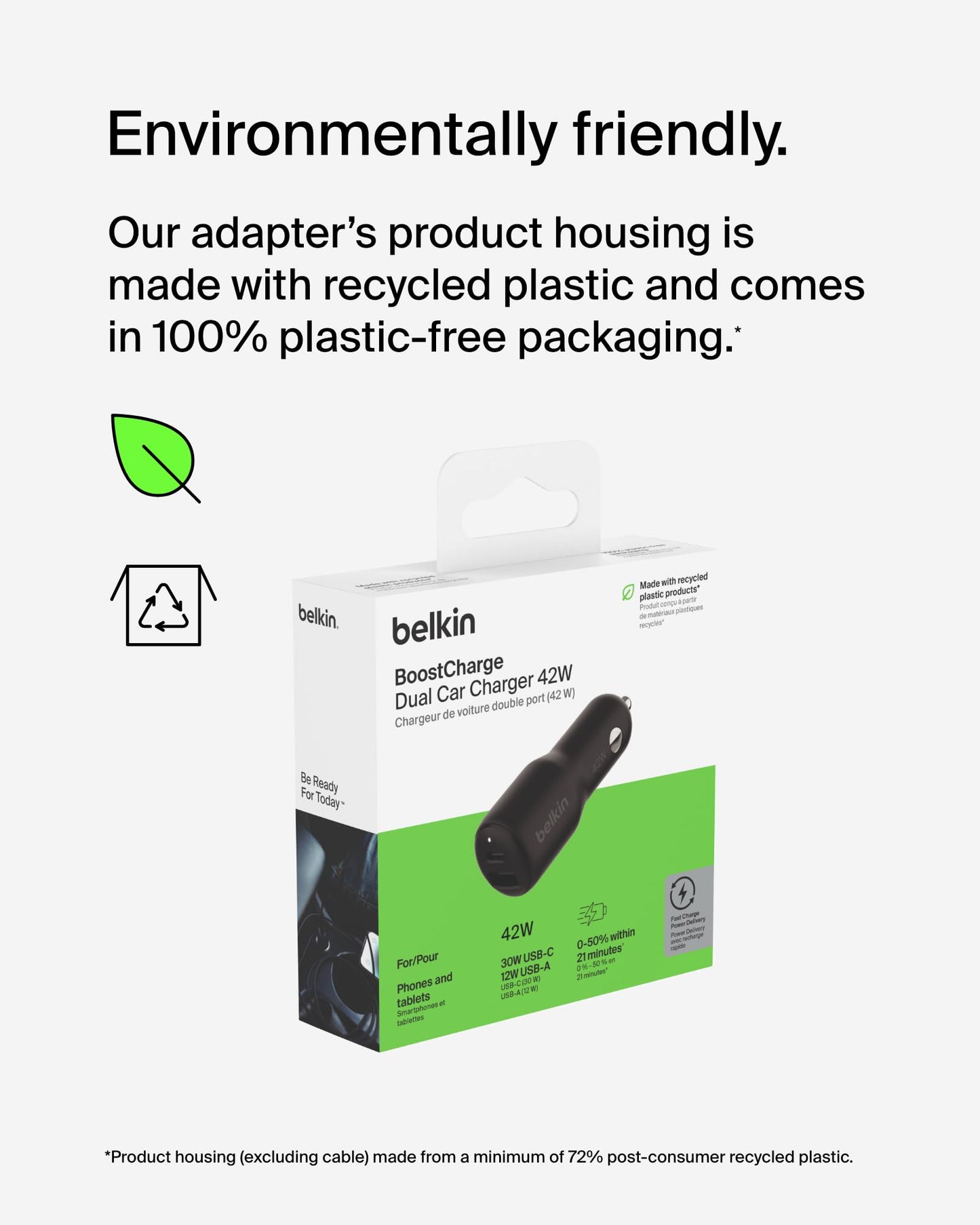 Belkin BoostCharge 42-Watt Dual Port Fast Car Charger w/30W USB-C & 12W USB-A Ports for iPhone 16, 16 Pro, Galaxy S26, S25, Pixel 10 & 9, Nintendo